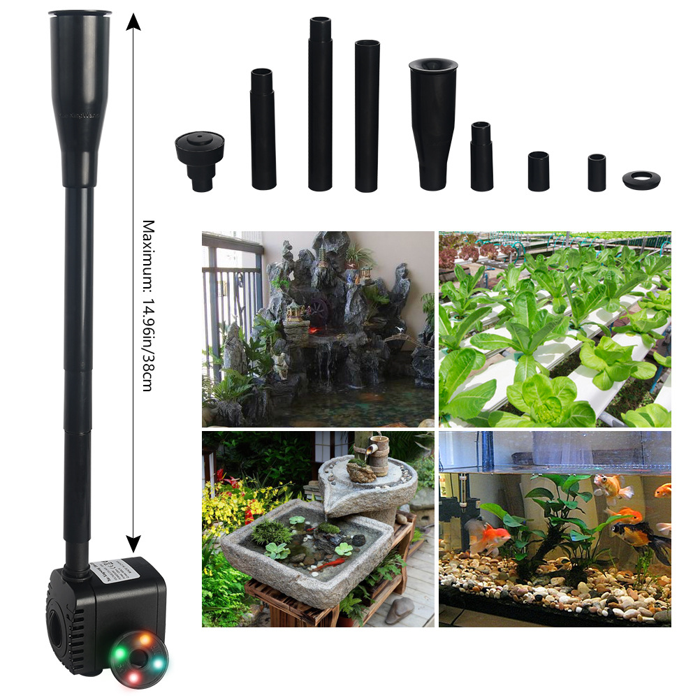 SM-038 with 4 Lights Three - in - one pump Fish Tank Water Pump Aquarium Supplies Submersible Pump Filter Fish Tank Landscape And Oxygen Adding Pump